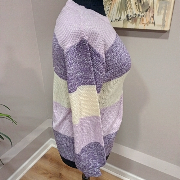 NWTS Plus Size Zenana Purple Color Block Woven Pullover Sweater - Picture 9 of 12